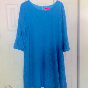 Blue XXL Lace Dress fully lined - worn once